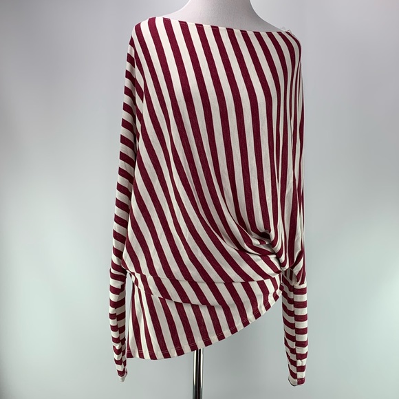 LS Striped Terry Knit Asymmetrical Tunic - Picture 2 of 3